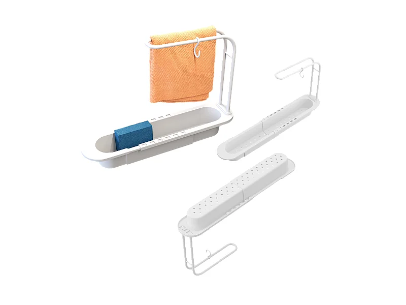 ORGANISATEUR D'ÉVIER PANIER PLIANT PLASTIQUE BLANC ÉGOUTTOIR