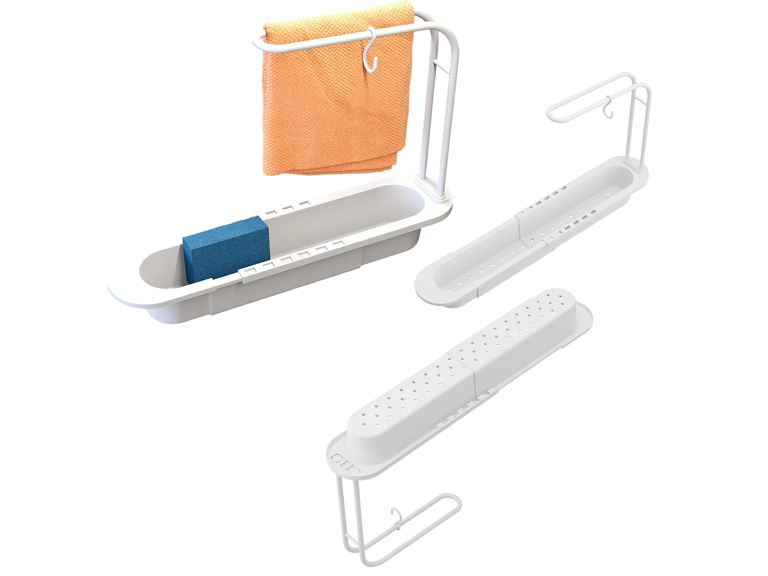 ORGANISATEUR D'ÉVIER PANIER PLIANT PLASTIQUE BLANC ÉGOUTTOIR