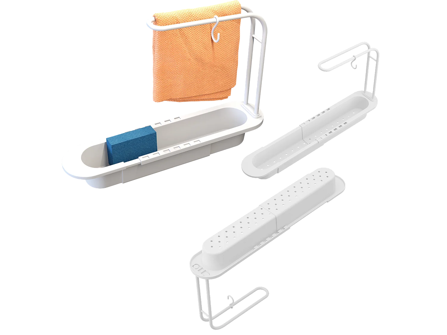 ORGANISATEUR D'ÉVIER PANIER PLIANT PLASTIQUE BLANC ÉGOUTTOIR