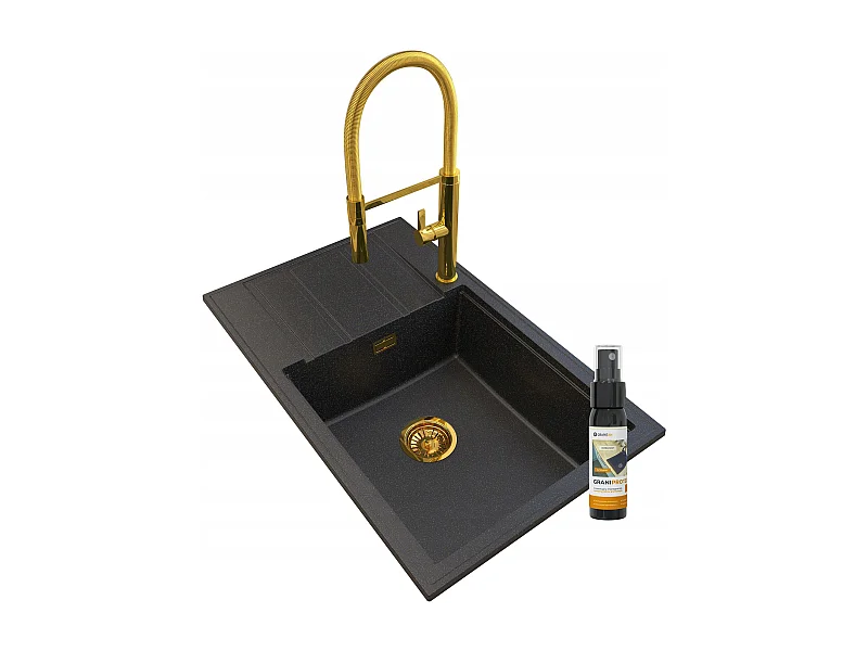 ÉVIER EN GRANIT OR LOUIS SIPHON GOLD BAT HIGH