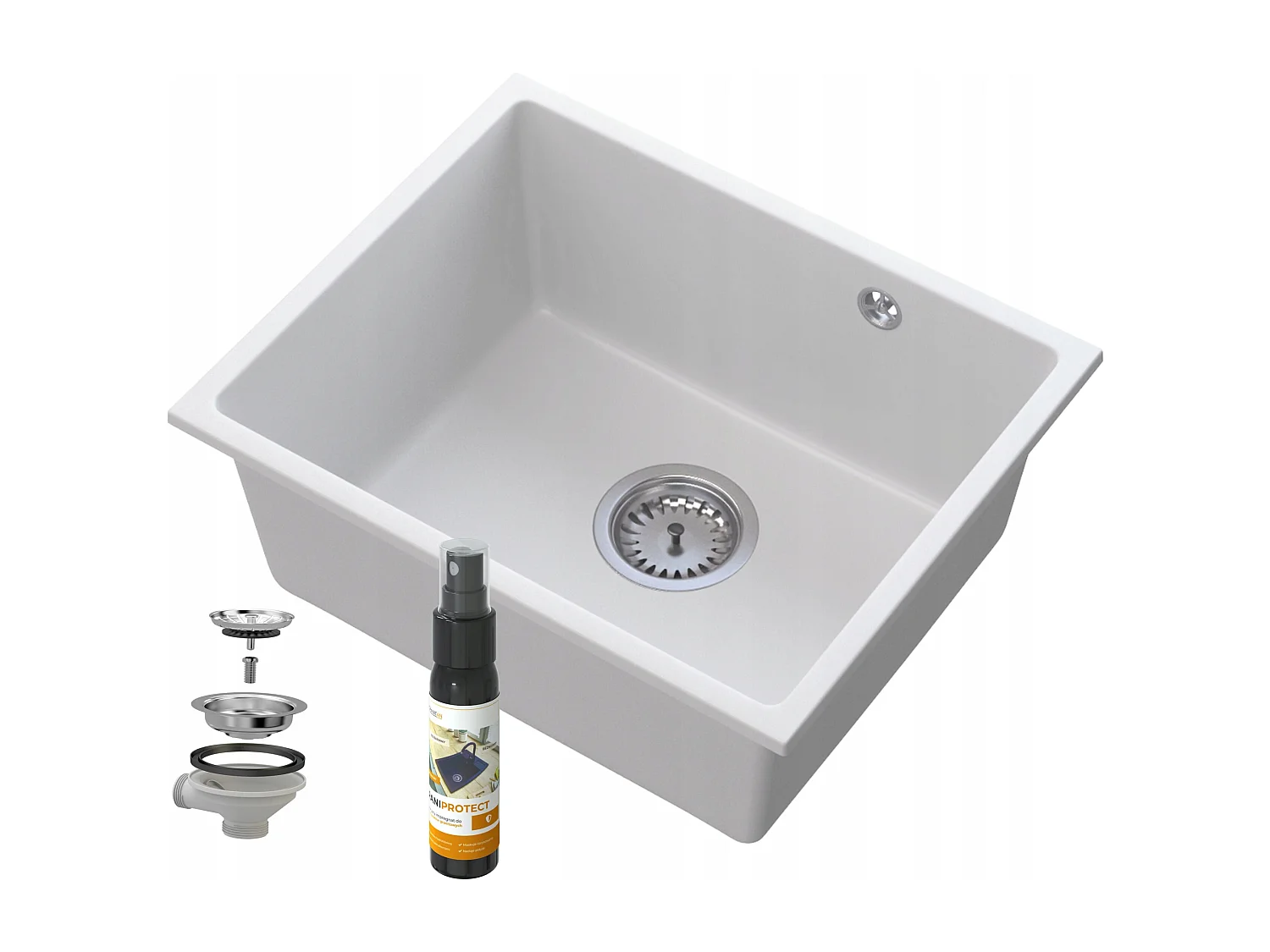 MANADO WHITE UNDERMOUNT CHROME SINK 50