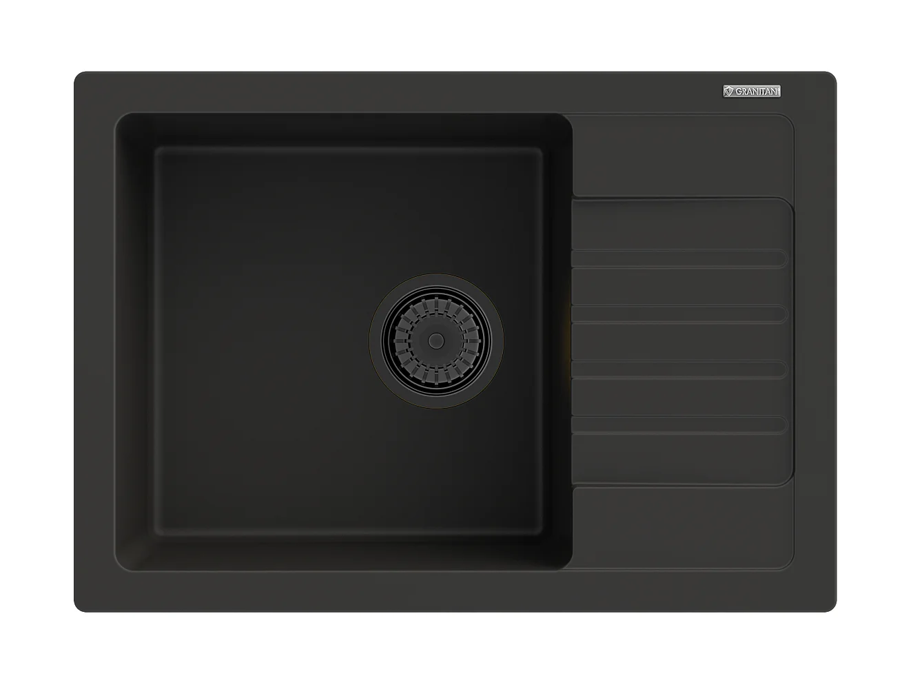 GRANIT NOIR ARGOS ÉVIER + ROBINETTERIE COMPLÈTE + SIPHON