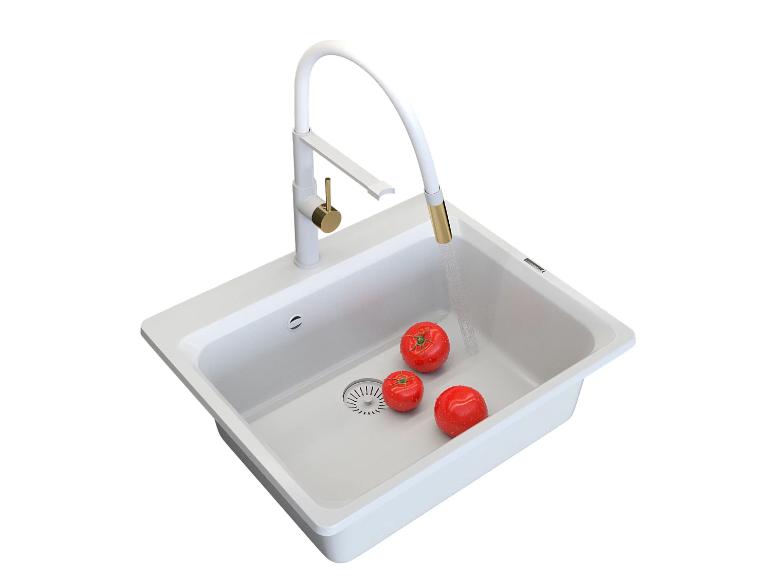 ZANTE évier en granit set de robinetterie blanc panier siphon SORIA