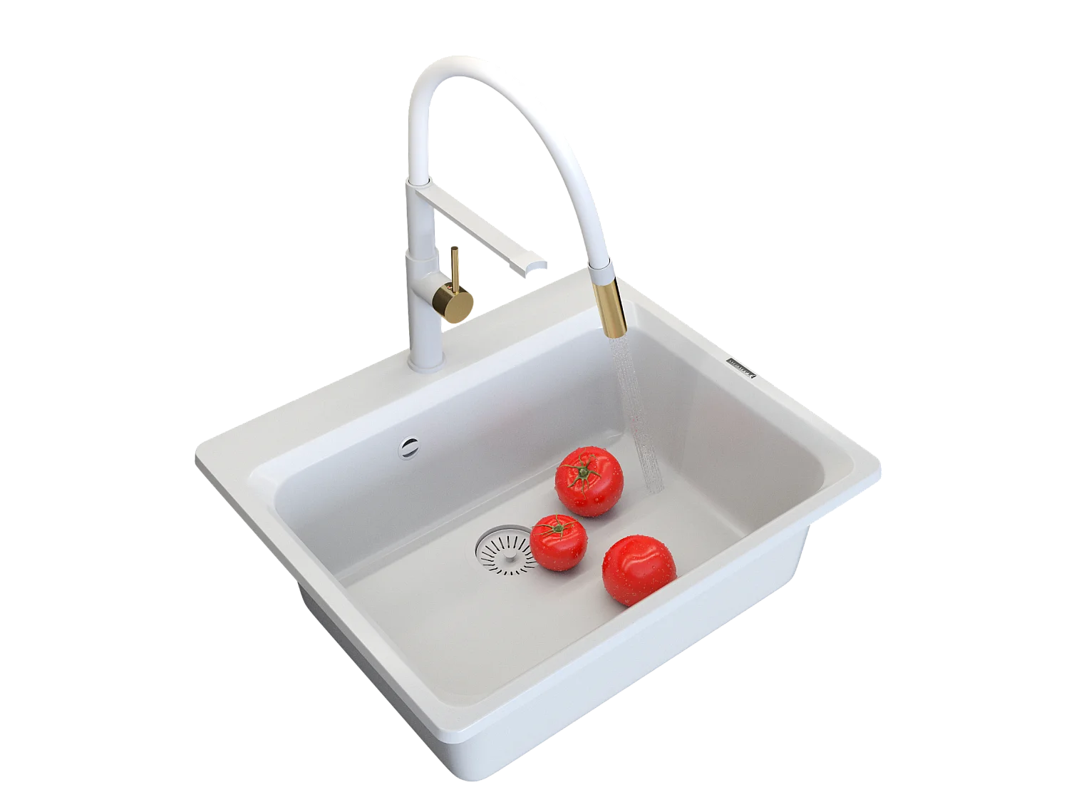ZANTE évier en granit set de robinetterie blanc panier siphon SORIA