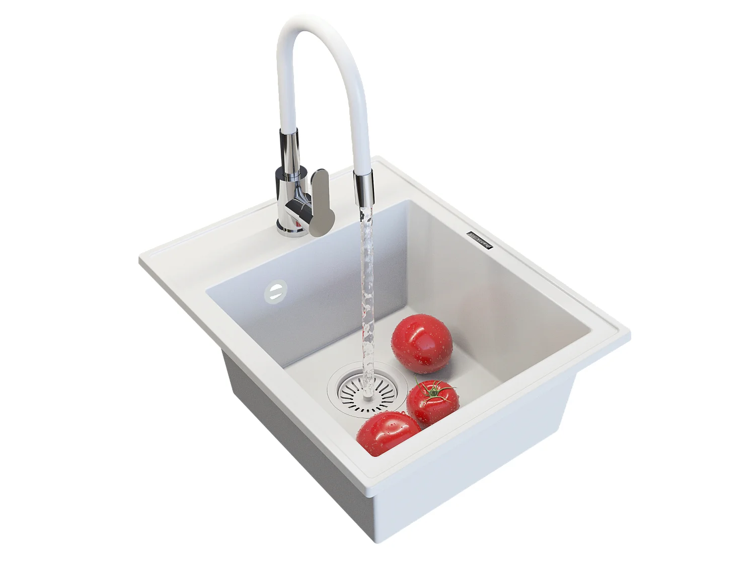 ÉVIER EN GRANIT ÉVIER DE CUISINE MONOCUVE MITIGEUR SIPHON BLANC NERO