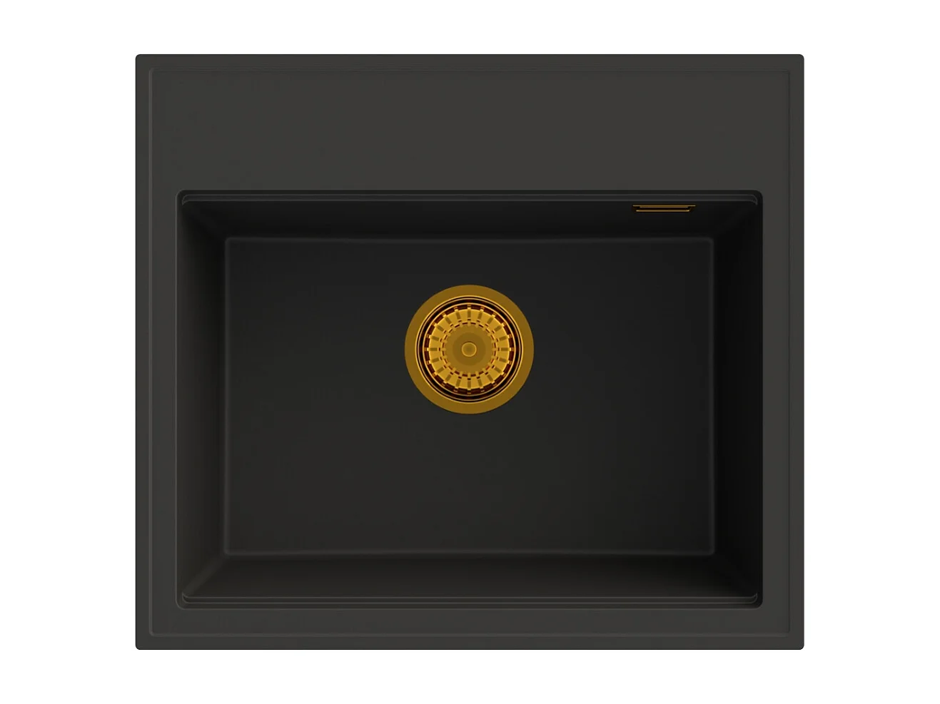 FOXAL ÉVIER EN GRANIT NOIR SIPHON OR