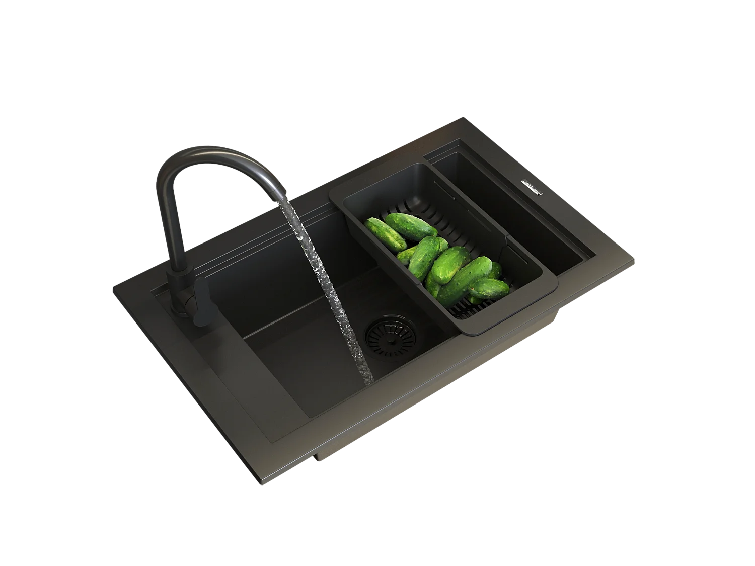 ÉVIER MONOCUVE MITIGEUR NOIR PANIER SIPHON PANAMA BOARD