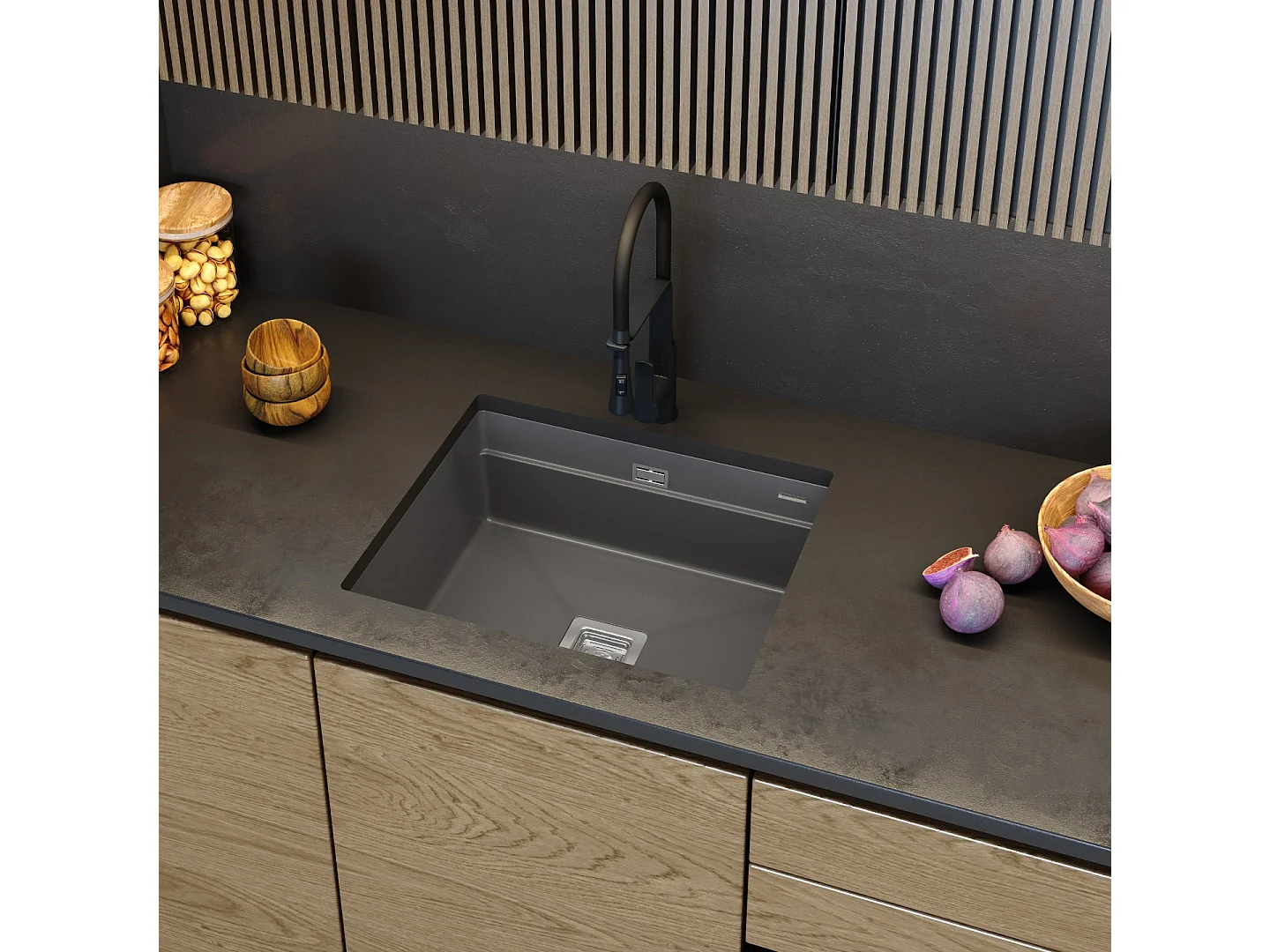 GRANIT ÉVIER SOUS PLAN CARRÉ SIPHON EPIR 60