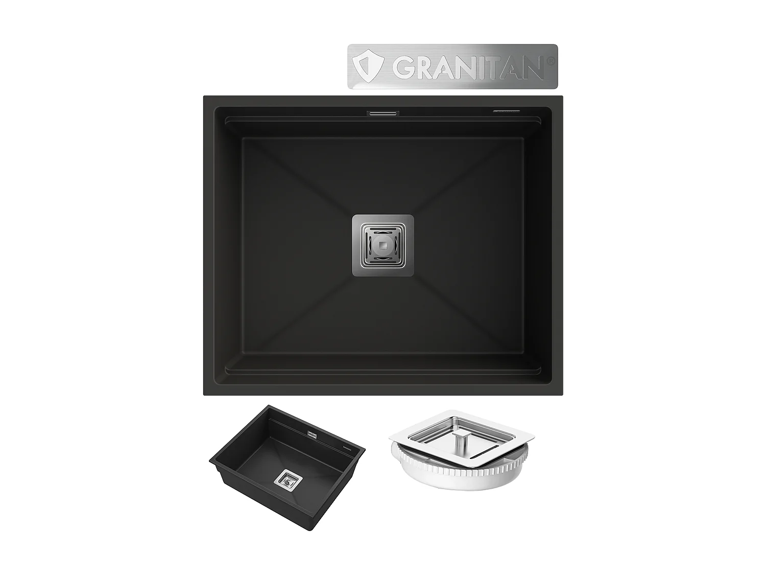 GRANIT ÉVIER SOUS PLAN CARRÉ SIPHON EPIR 60