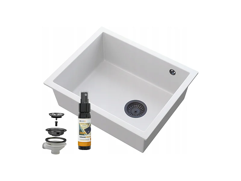 Évier encastré blanc SALIX avec siphon noir