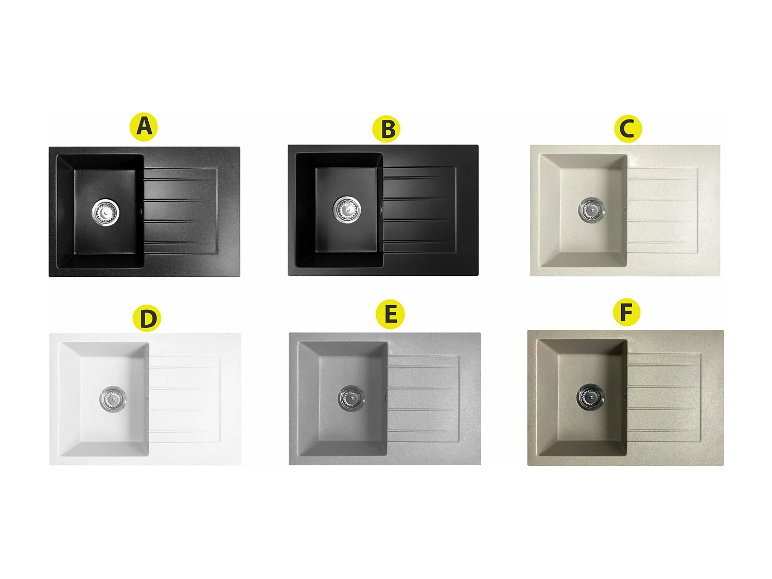 GRANITE SINKIND + SIPHONE 1 compartiment 6 couleurs