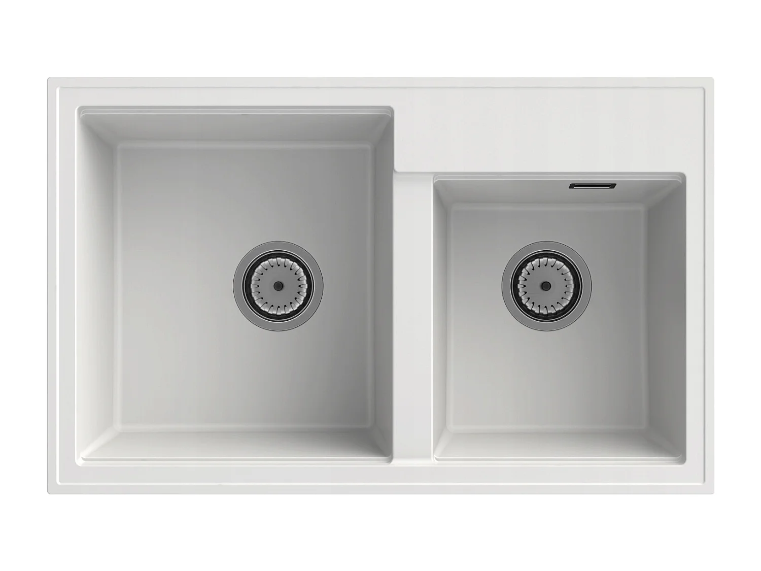 ÉVIER DOUBLE BAC GRANIT BLANC SIPHON CHROME HECTOR