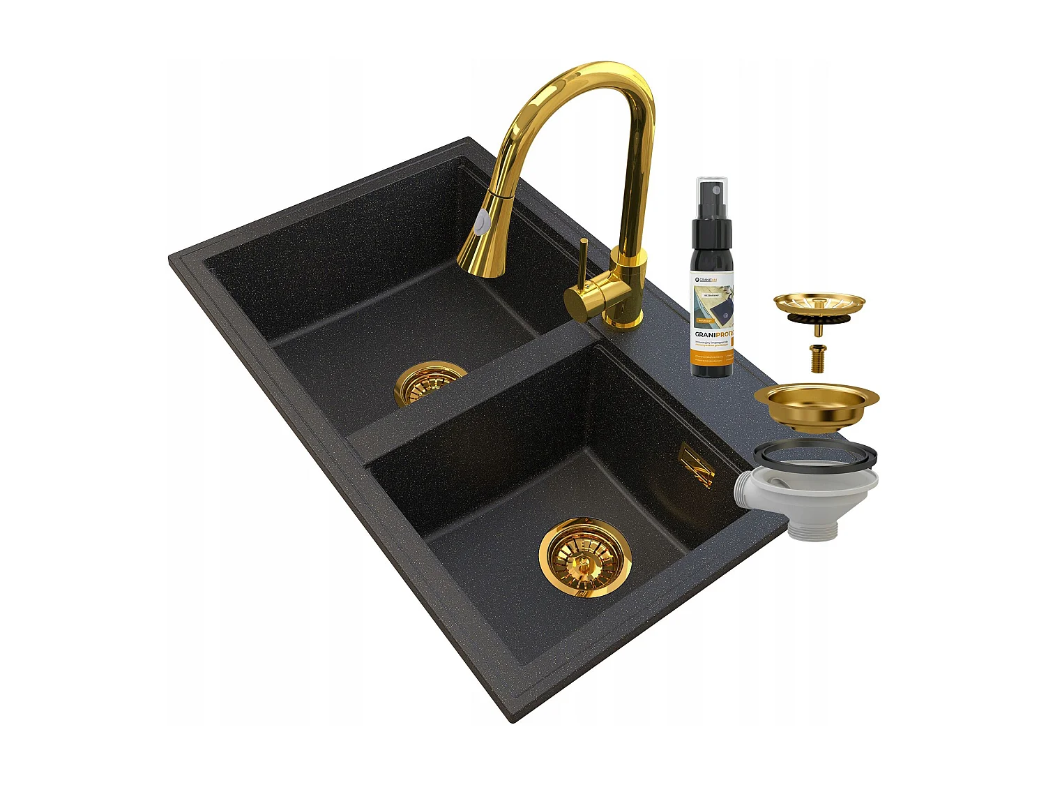 ÉVIER EN GRANIT GOLDEN HECTOR SIPHON ROBINET GOLD