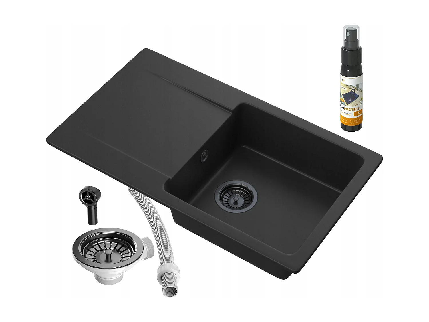 ÉVIER EN GRANIT TRENDY SIPHON BLACK