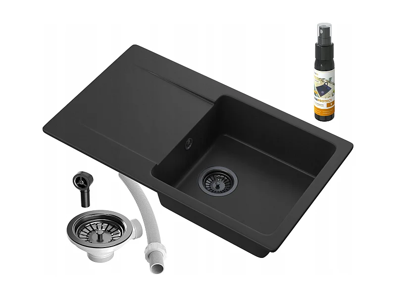 ÉVIER EN GRANIT TRENDY SIPHON BLACK