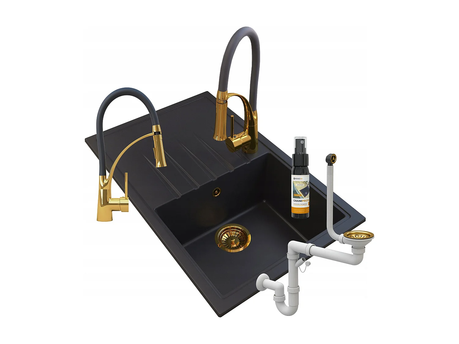 ÉVIER DE CUISINE EN GRANIT ERIS MITIGEUR OR