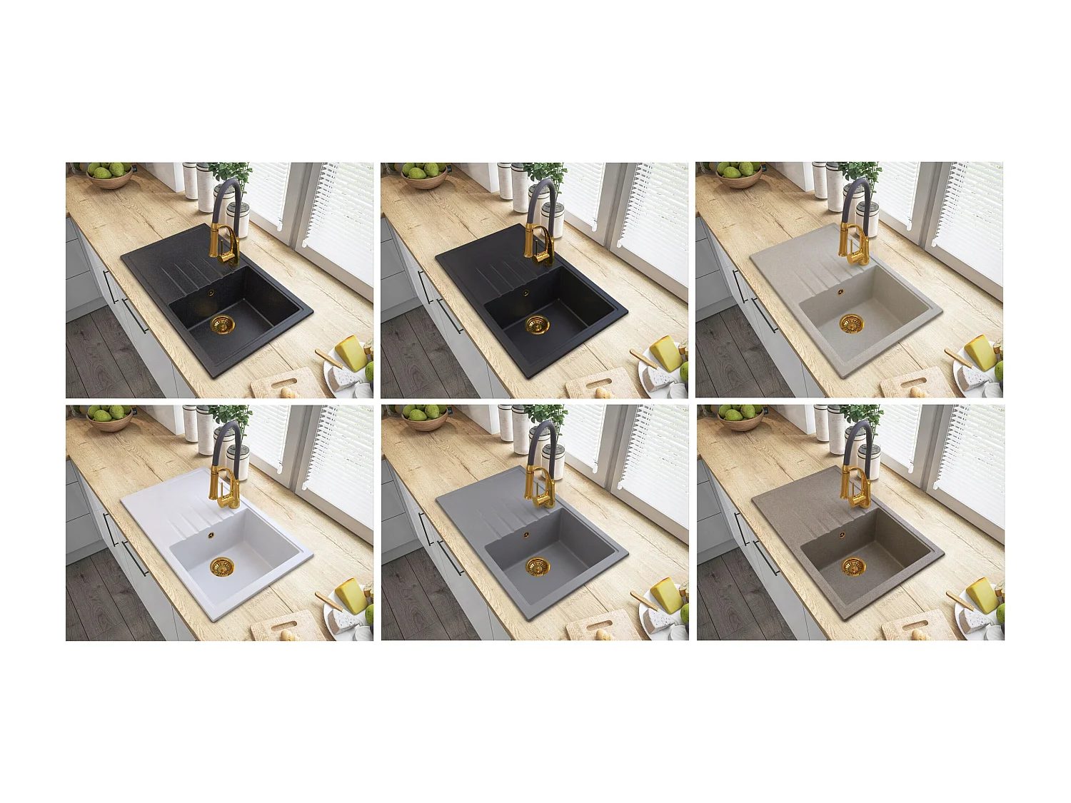 ÉVIER DE CUISINE EN GRANIT ERIS MITIGEUR OR