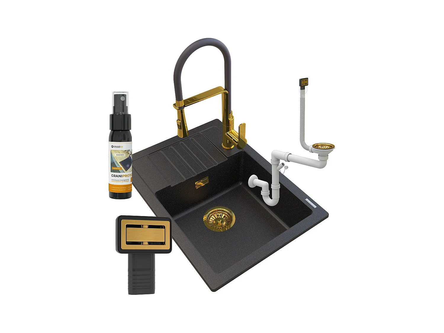 GOLDEN ARGOS GRANITE ÉVIER + VEGAS MITIGEUR + SIPHON