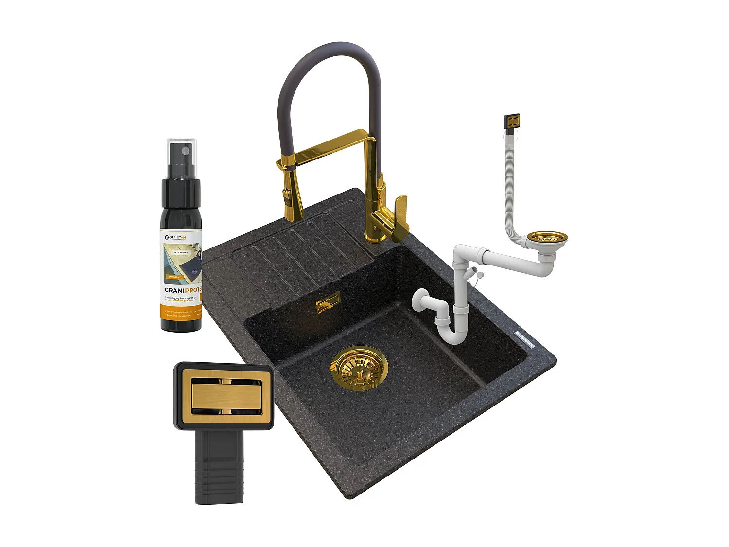 GOLDEN ARGOS GRANITE ÉVIER + VEGAS MITIGEUR + SIPHON