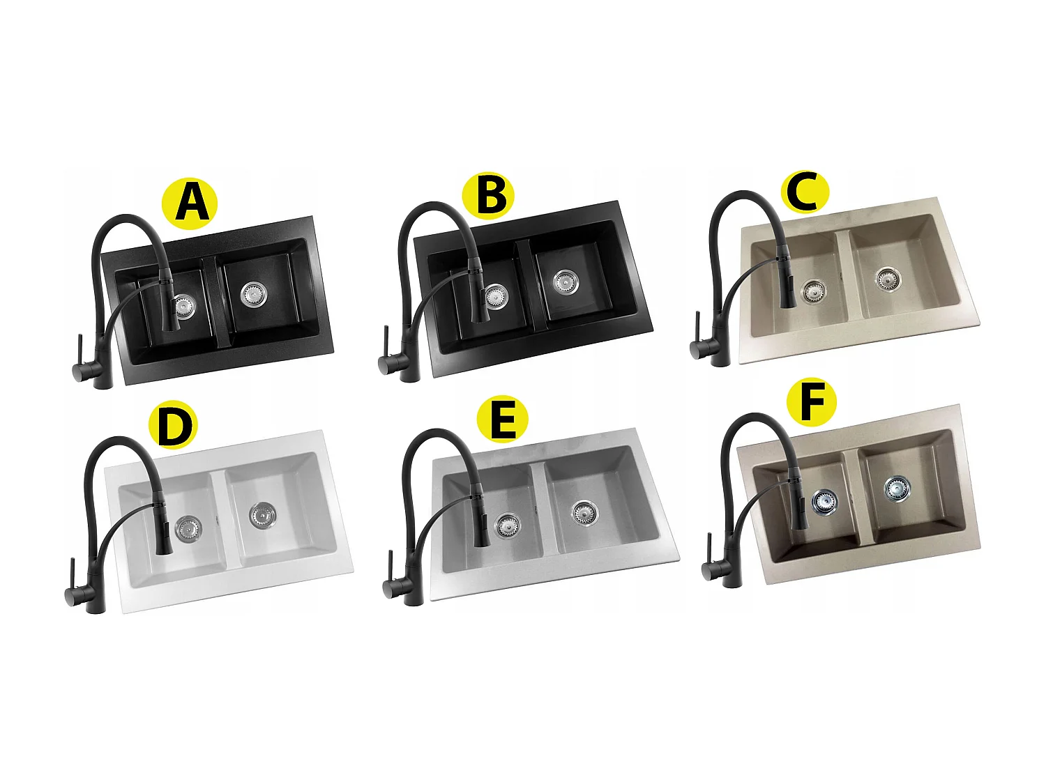 ÉVIER EN GRANIT 6 COULEURS + MITIGEUR NEXO