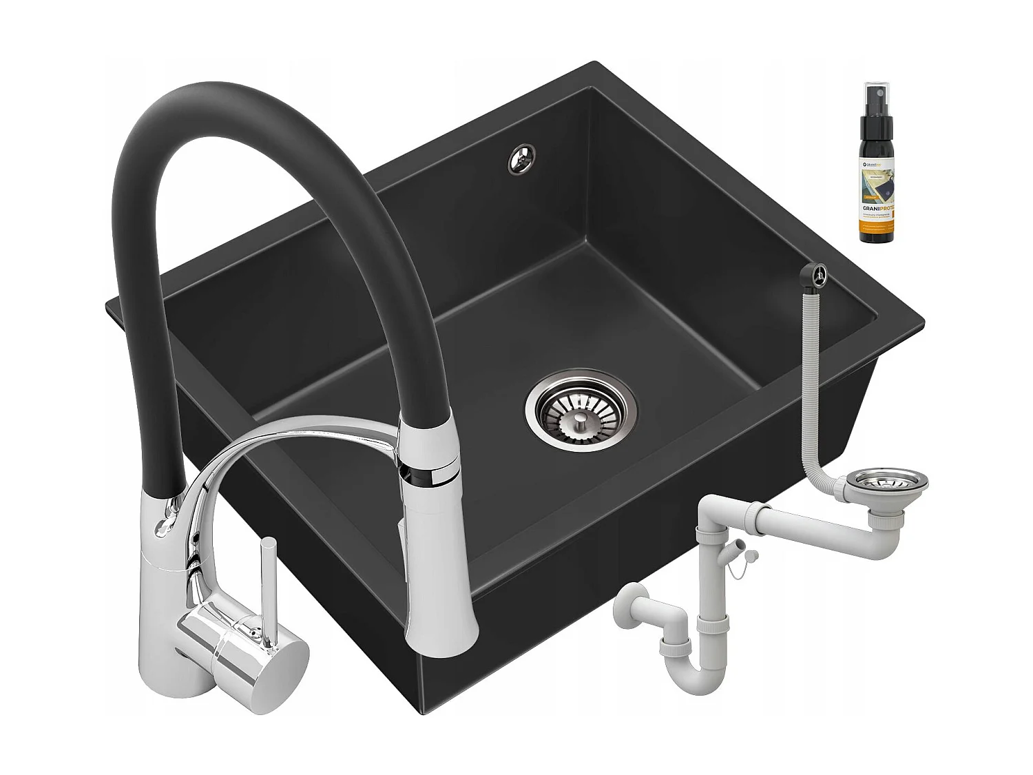 ÉVIER PAVÉ NOIR SOUS PLAN GRANITAN