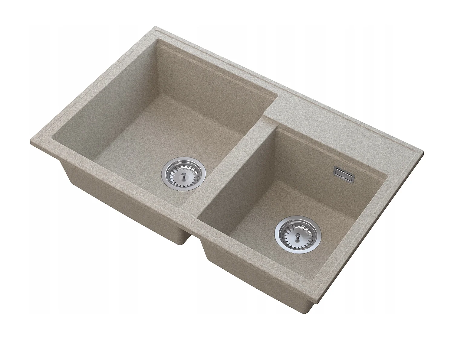 ÉVIER DOUBLE BAC GRANITE BEIGE SIPHON CHROME HECTOR