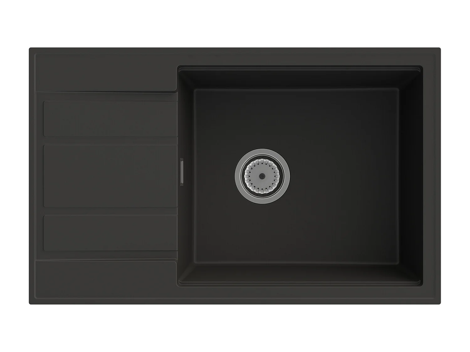 ÉVIER EN GRANIT NOIR SIPHON CHROME LOUIS