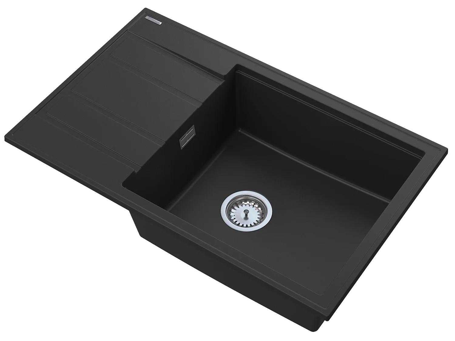 ÉVIER EN GRANIT NOIR SIPHON CHROME LOUIS