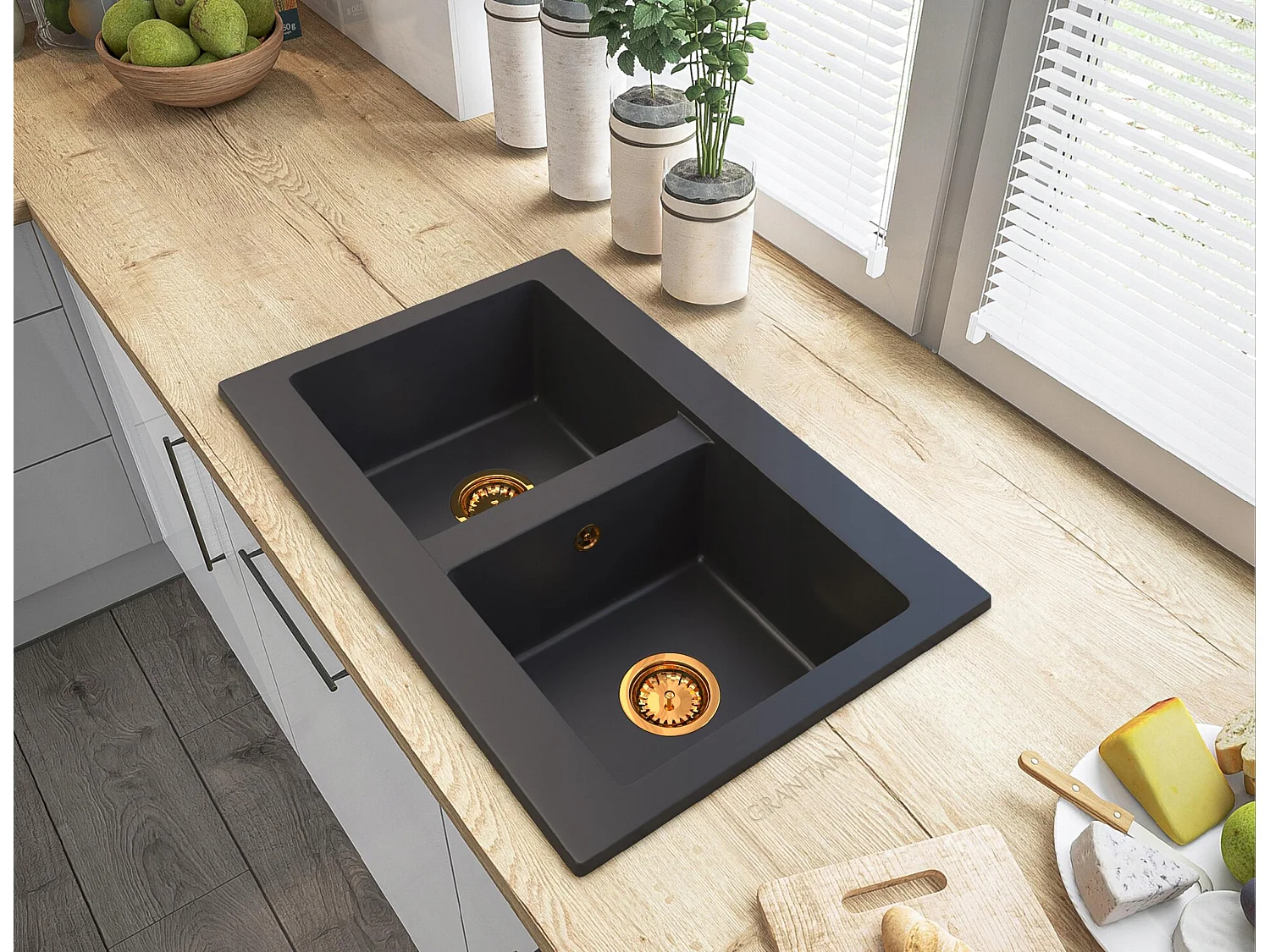 ZŁOTY Syfon zlewozmywak GRANITOWY dwukomorowy VERSO