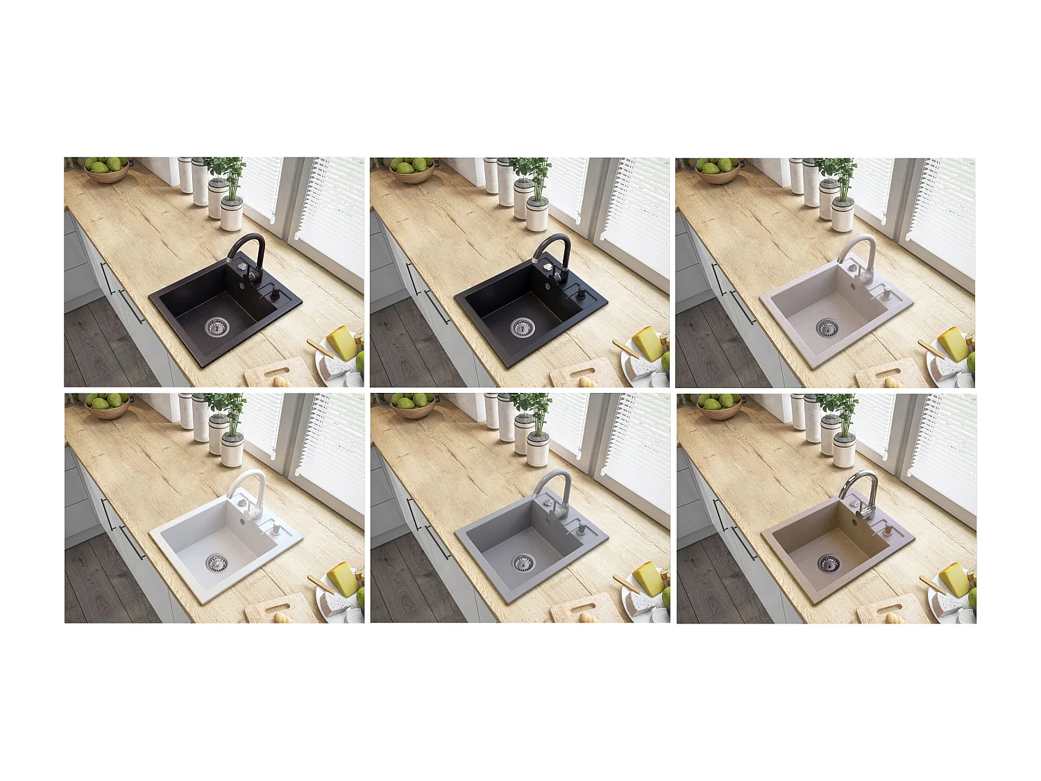 ÉVIER EN GRANIT À UN BAC SIPHON AUTOMATIQUE