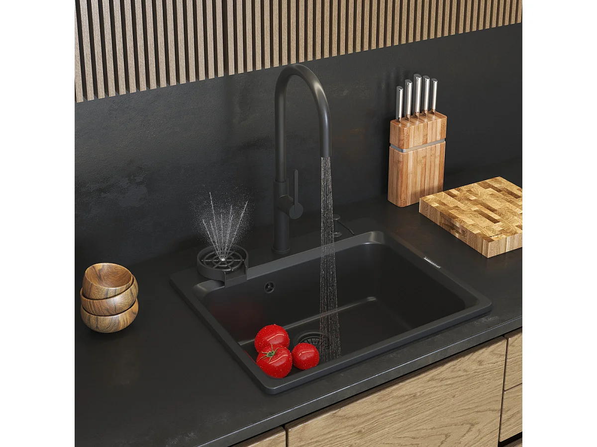 LAVE-VAISSELLE granit noir LARGE laveuse automatique Distributeur de piles ZANTE