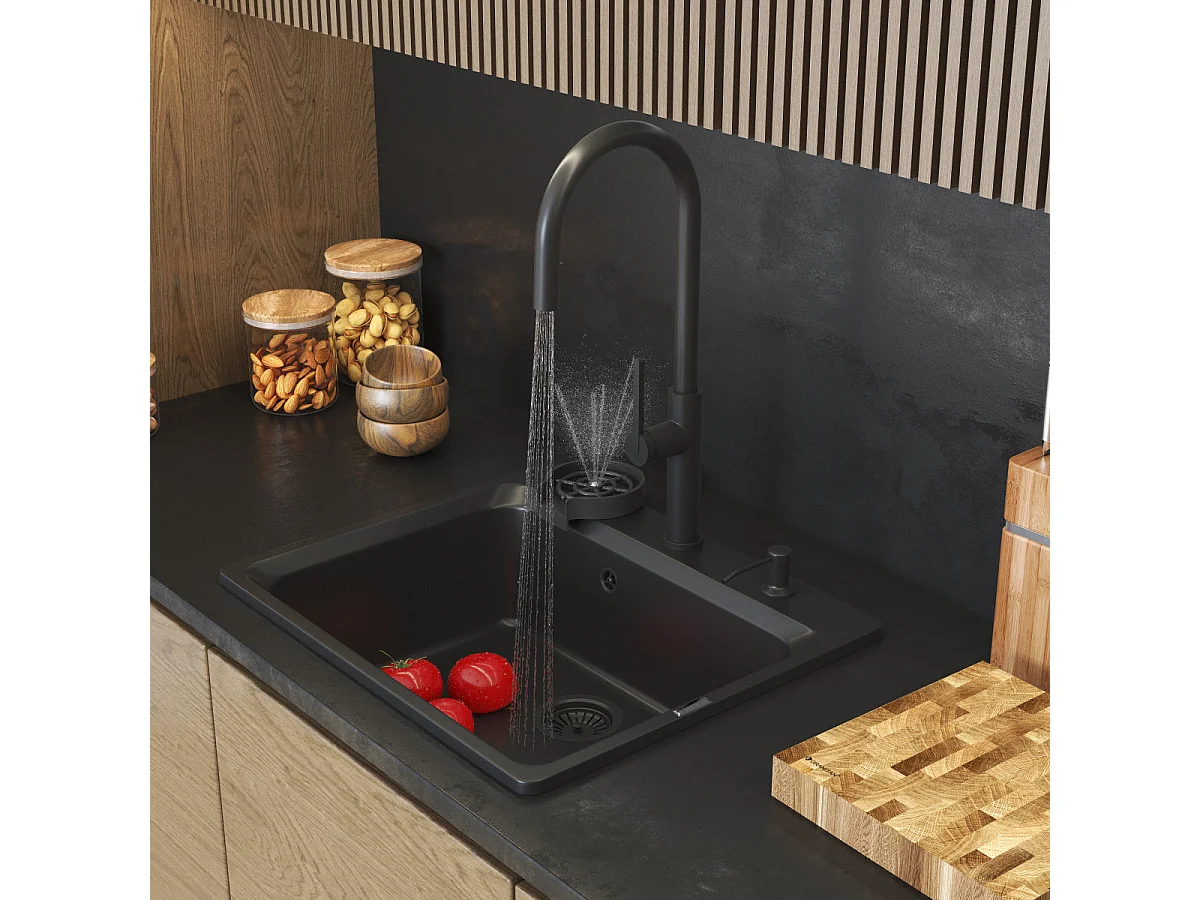 LAVE-VAISSELLE granit noir LARGE laveuse automatique Distributeur de piles ZANTE