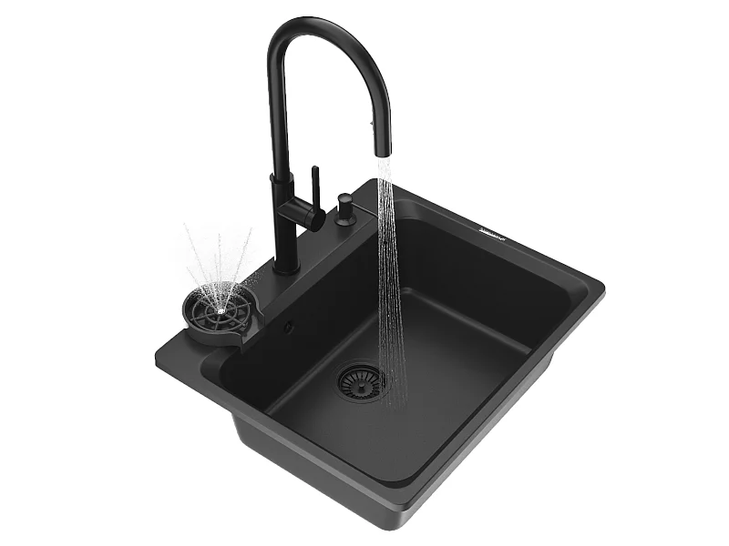 LAVE-VAISSELLE granit noir LARGE laveuse automatique Distributeur de piles ZANTE