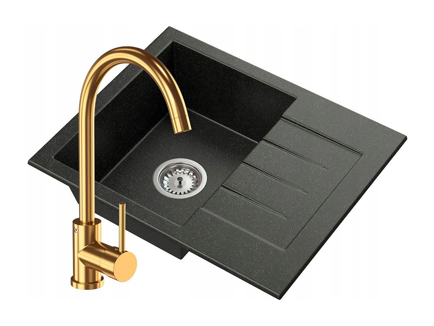 ÉVIER EN GRANIT + MITIGEUR DE CUISINE OR