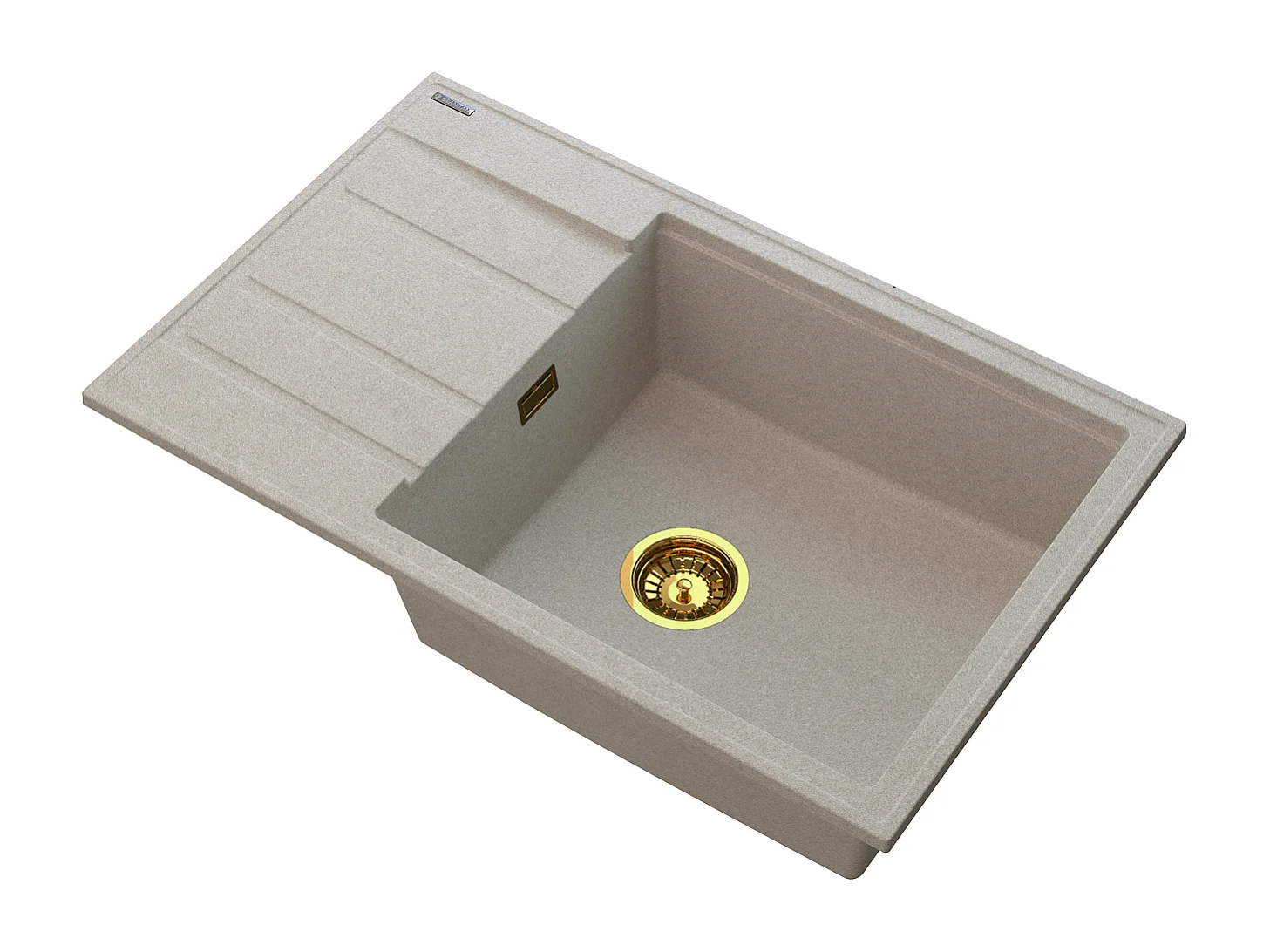 ÉVIER EN GRANIT BEIGE LOUIS ÉGOUTTOIR SIPHON GOLD