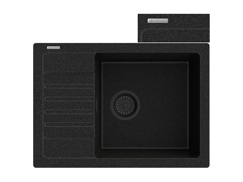 ÉVIER EN GRANIT NOIR MÉTALLISÉ SIPHON ARGOS