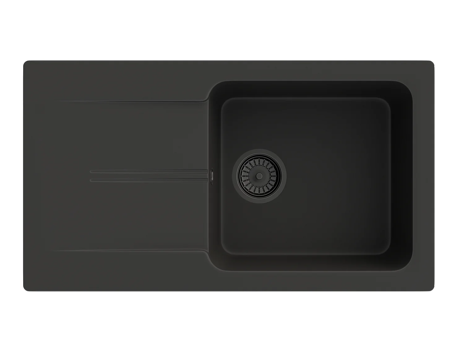 TASOS GRANITE NOIR ÉVIER + MÉLANGEUR SERPENT + SIPHON