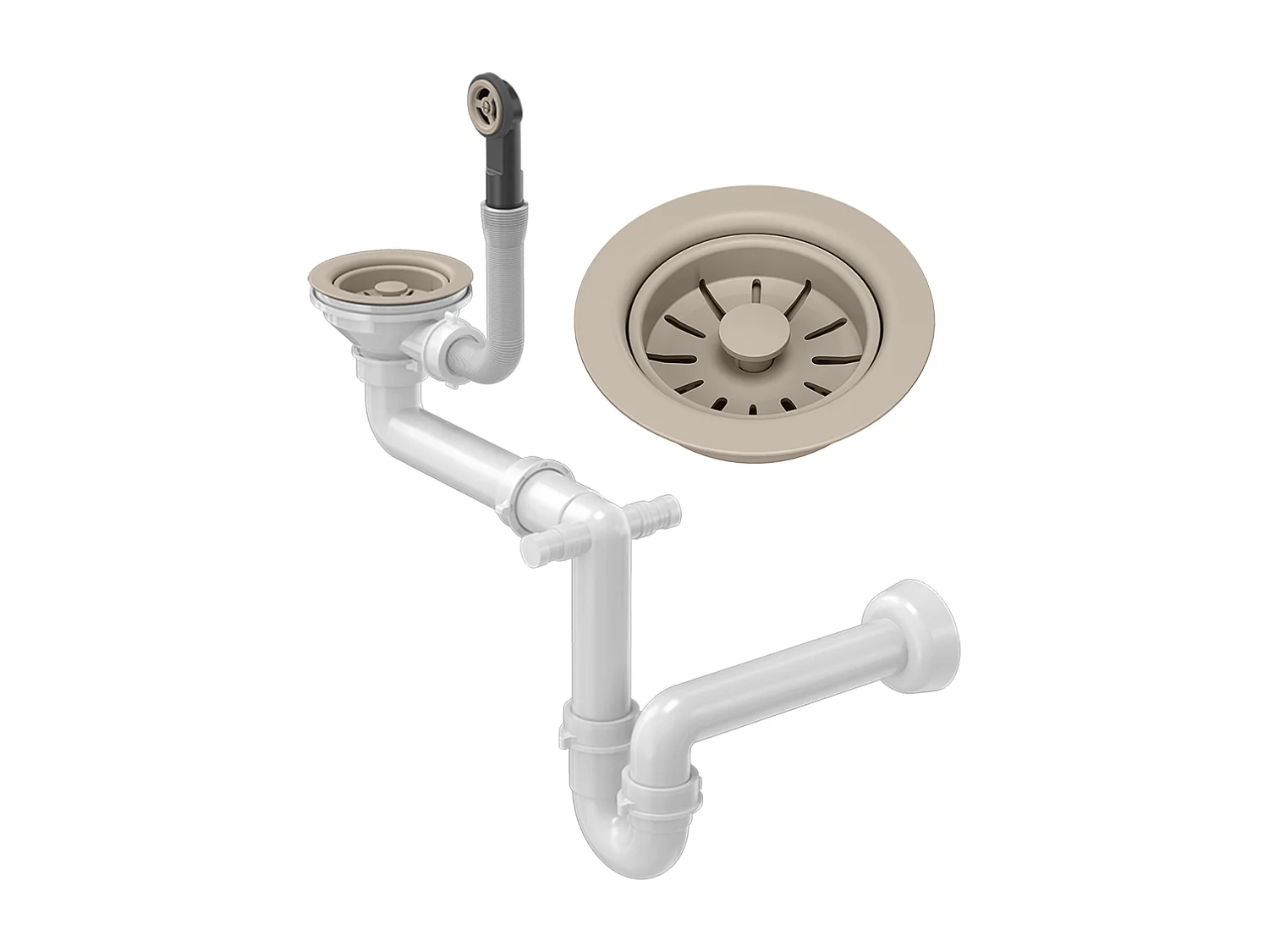 SIPHON TÉLESCOPIQUE POUR ÉVIER MANUEL 1KOM BEIGE