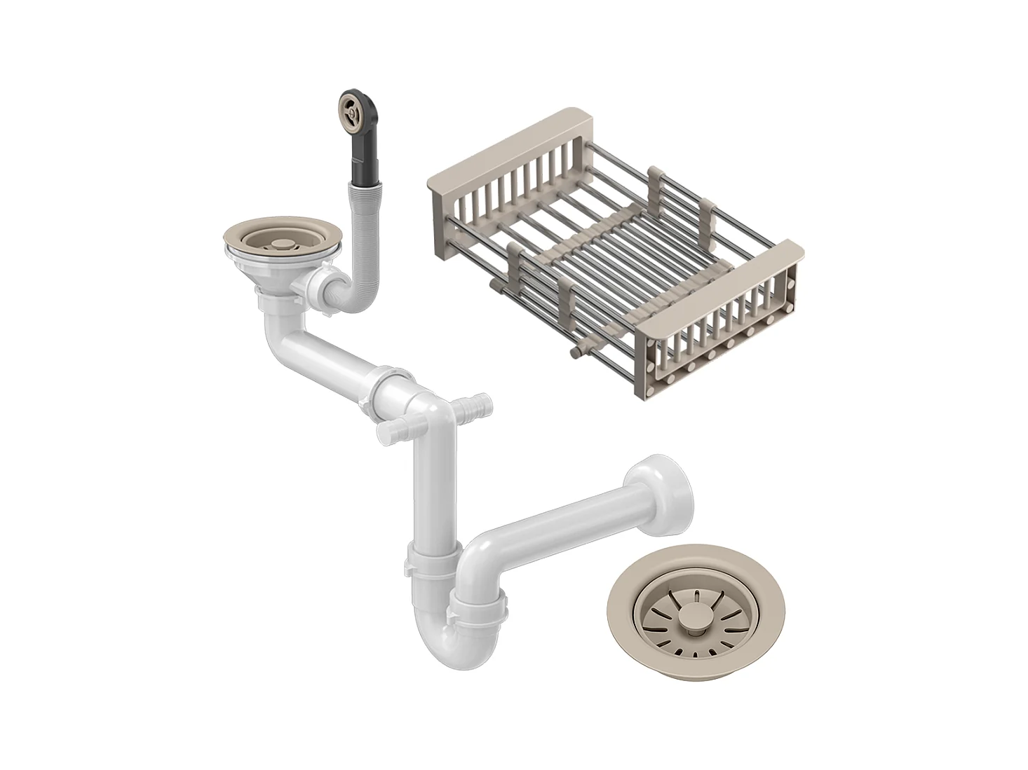 SIPHON TÉLESCOPIQUE POUR ÉVIER MANUEL 1KOM BEIGE