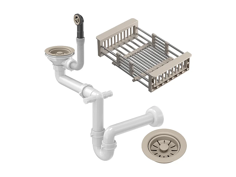 SIPHON TÉLESCOPIQUE POUR ÉVIER MANUEL 1KOM BEIGE