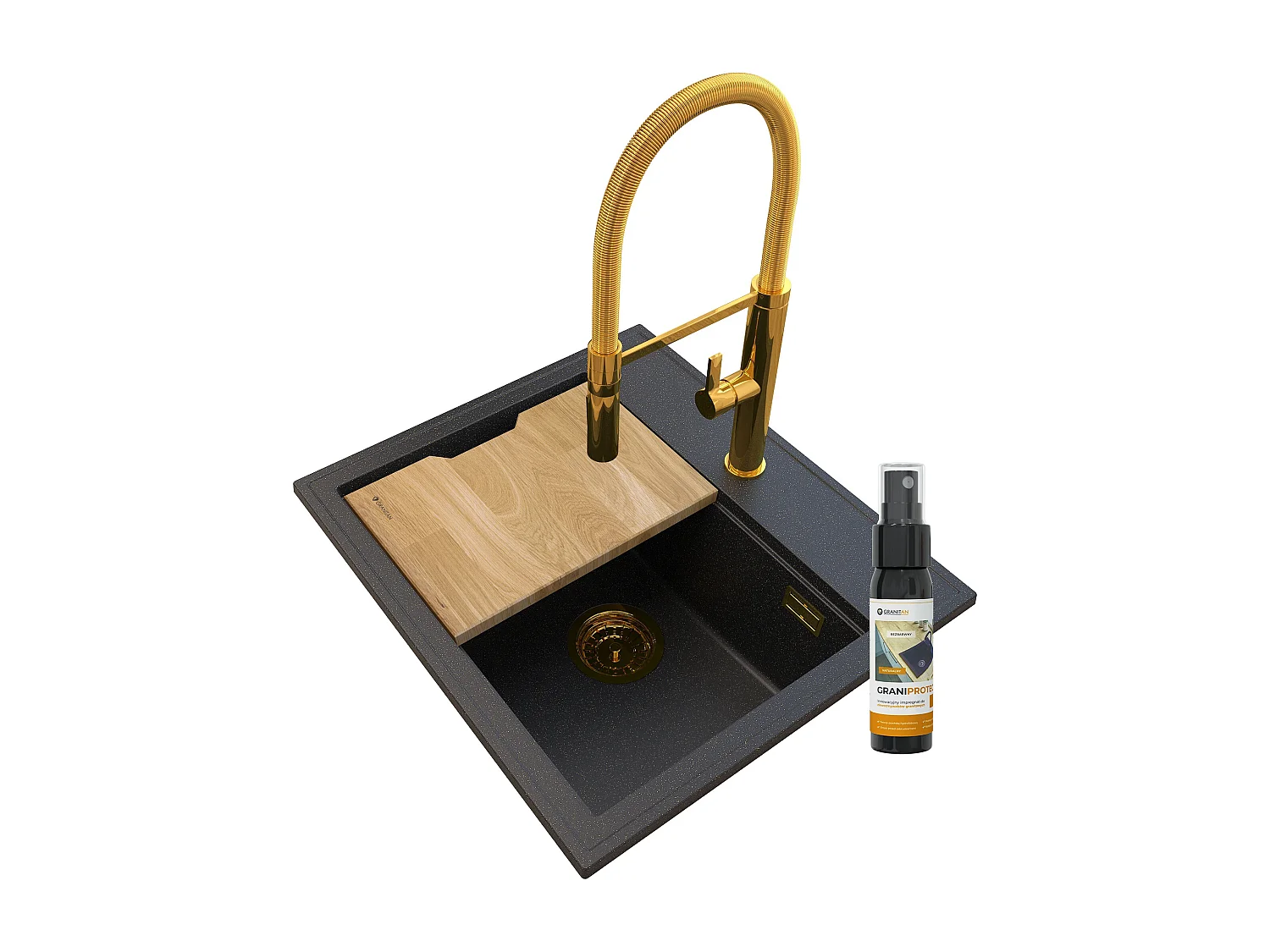 FOXAL GOLDEN LINE GRANITE ÉVIER+HIGH MIXER GOLD