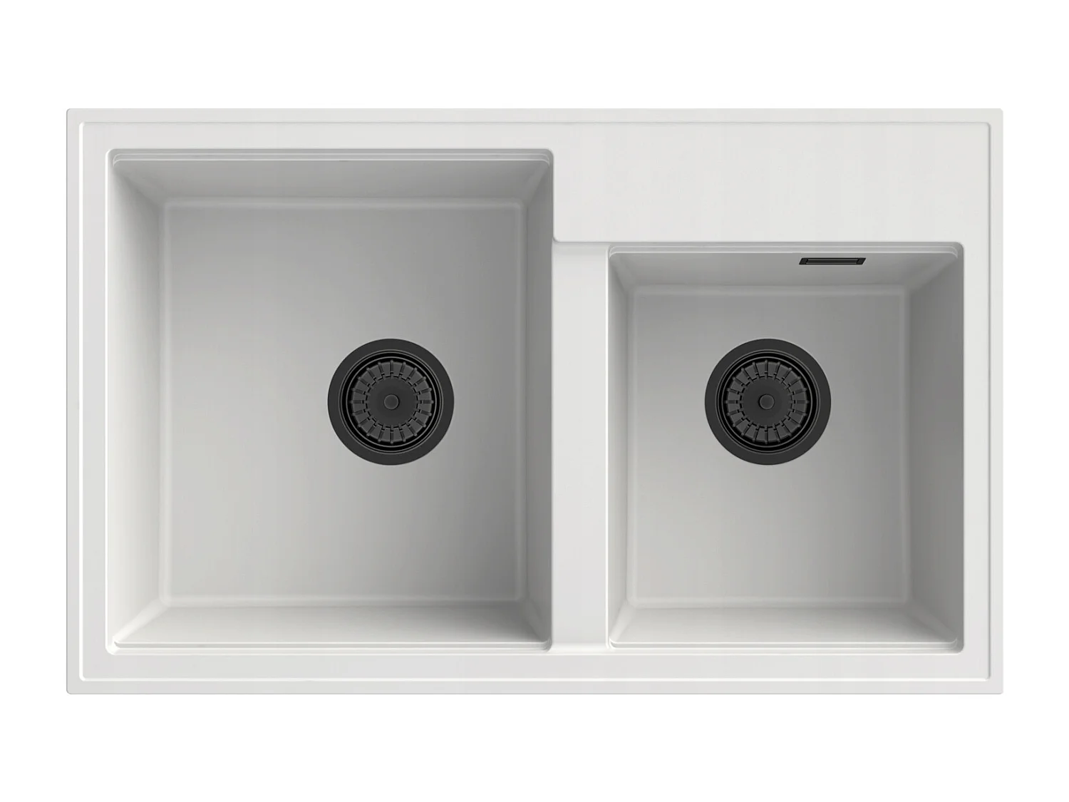 ÉVIER EN GRANIT BLANC HECTOR 2 COMPARTIMENTS SIPHON NOIR