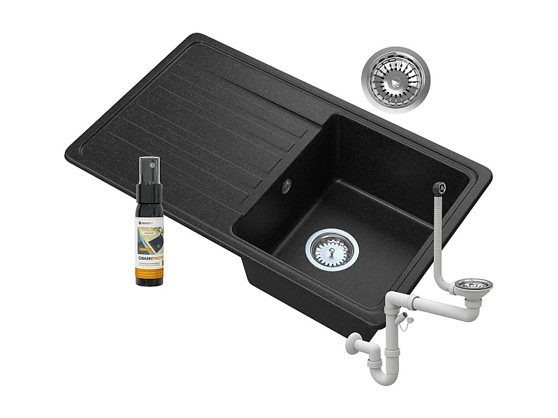 ÉVIER GRANIT 1 COMPARTIMENT ÉGOUTTOIR SIPHON GRANIT CITRON