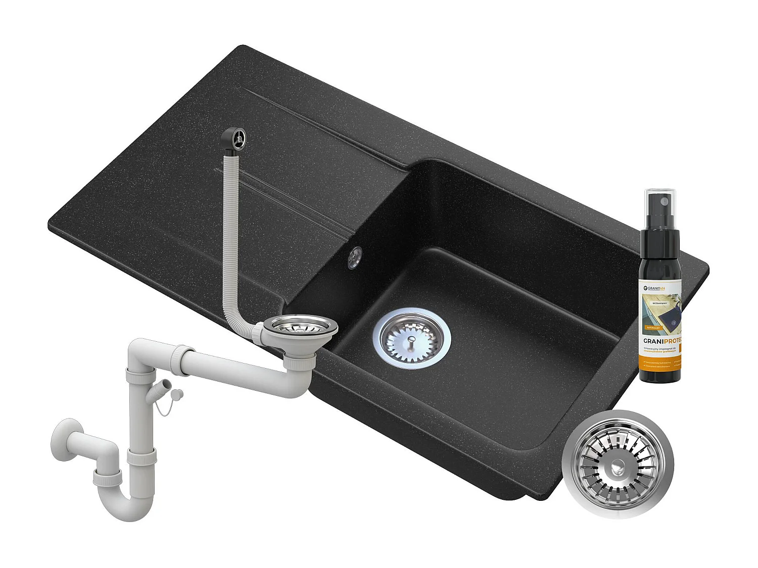ÉVIER EN GRANIT AVEC ÉGOUTTOIR SIPHON GRANIT TASOS