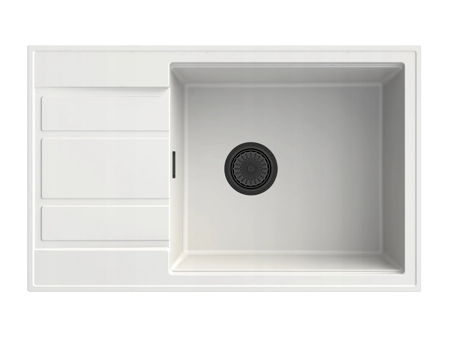 ÉVIER GRANIT BLANC LOUIS ÉGOUTTOIR SIPHON NOIR