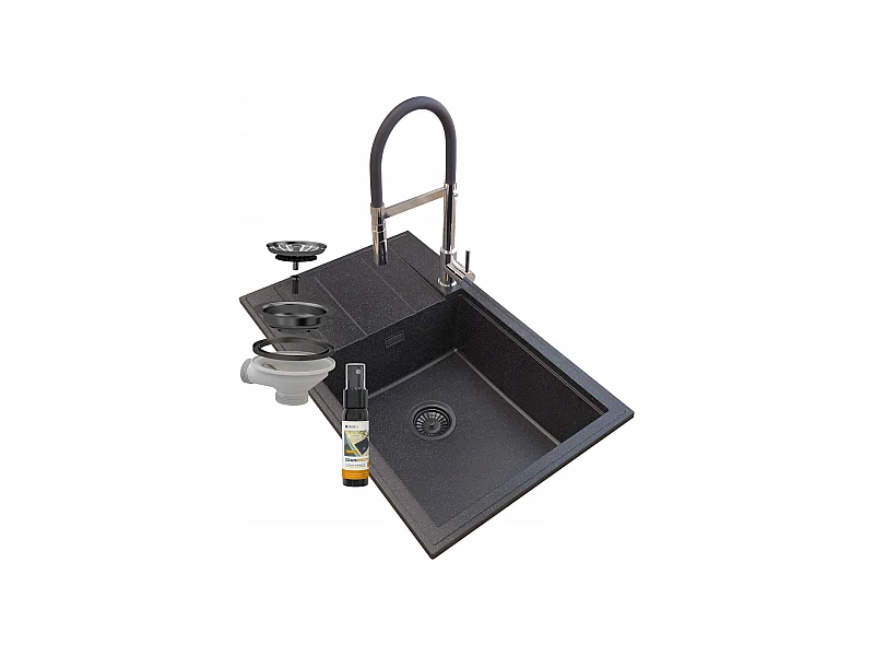 ÉVIER EN GRANIT LOUIS GRANIT SIPHON ROBINET CHROME