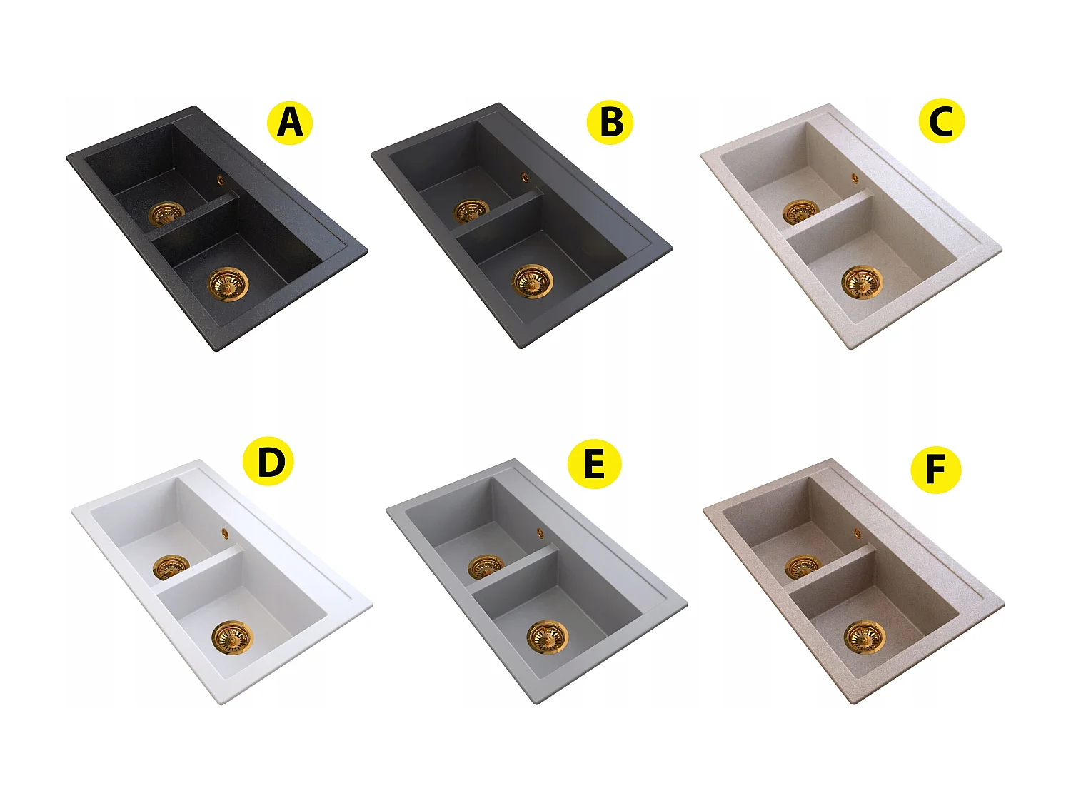 GOLD SINKIT Siphon d'évier à double cuve en GRANITE