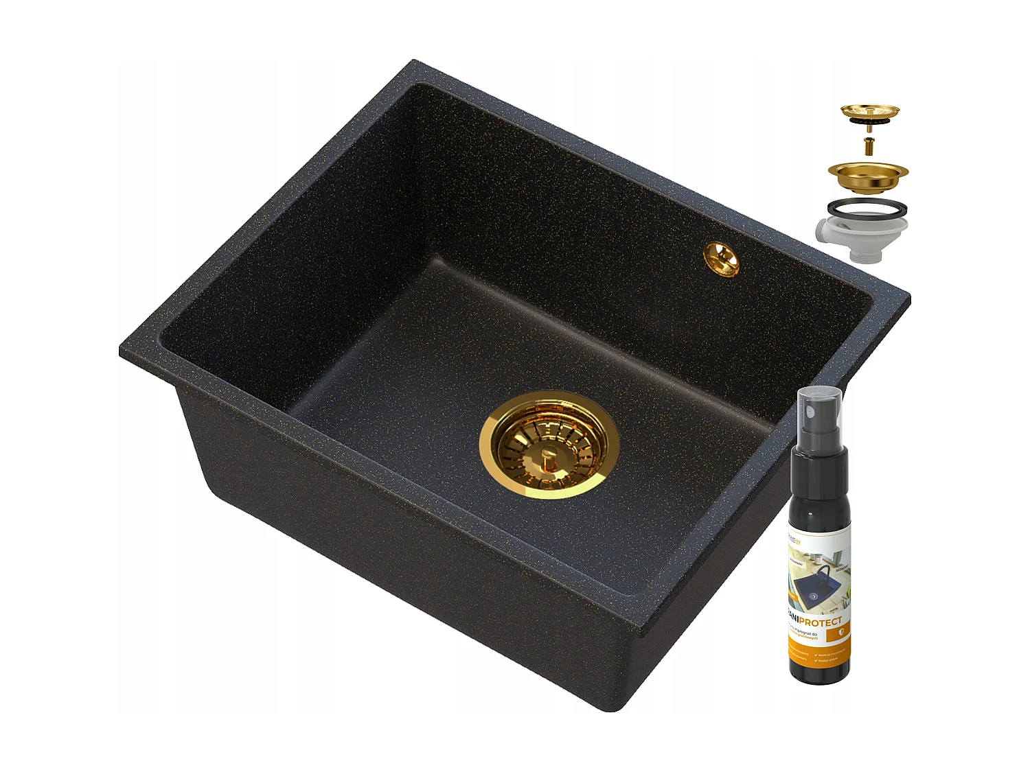 Évier Sous-Plan Granitan Manado Gold Noir 50 cm