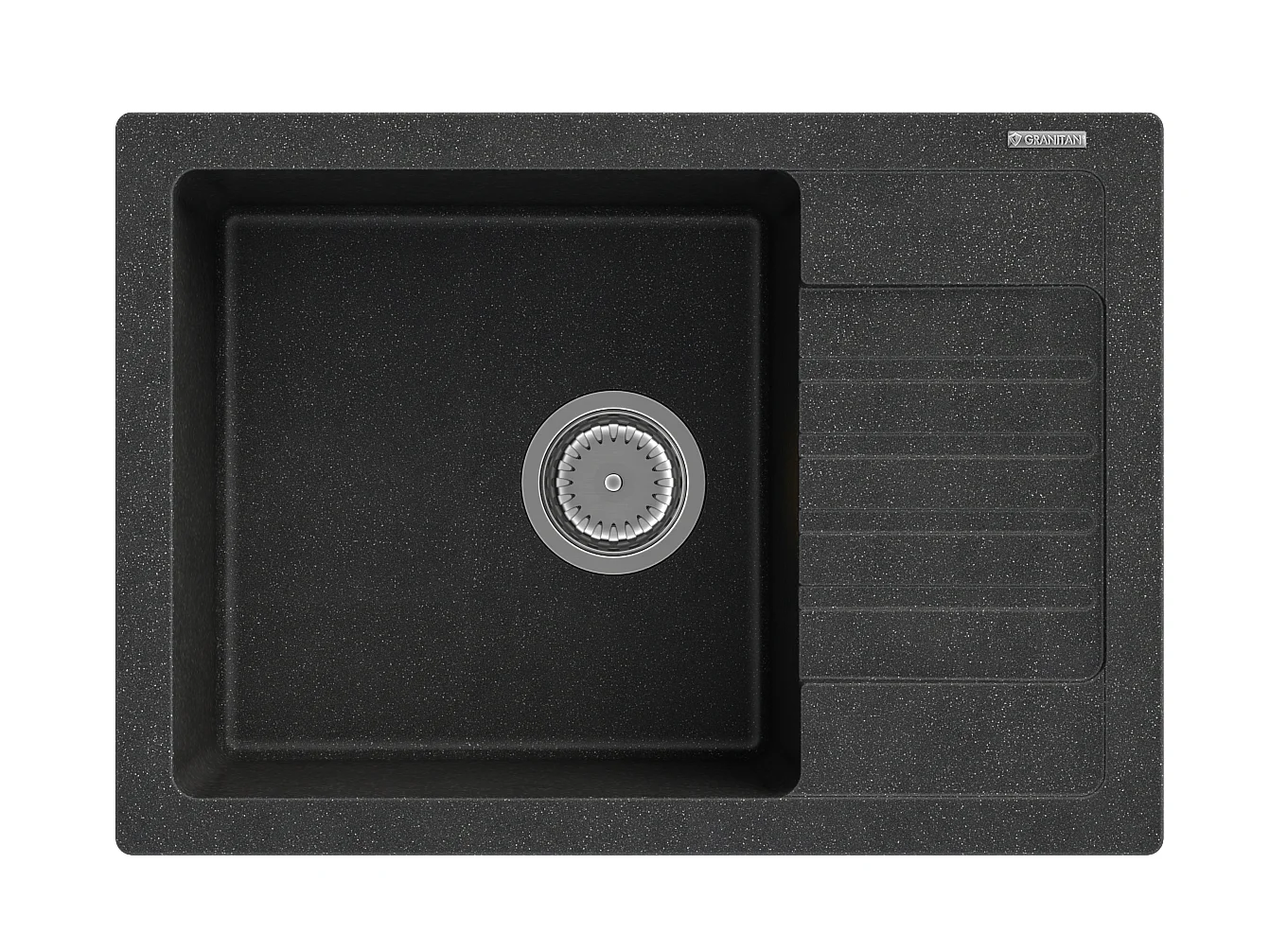 ARGOS ÉVIER GRANIT + SIPHON CARRÉ CHROMÉ