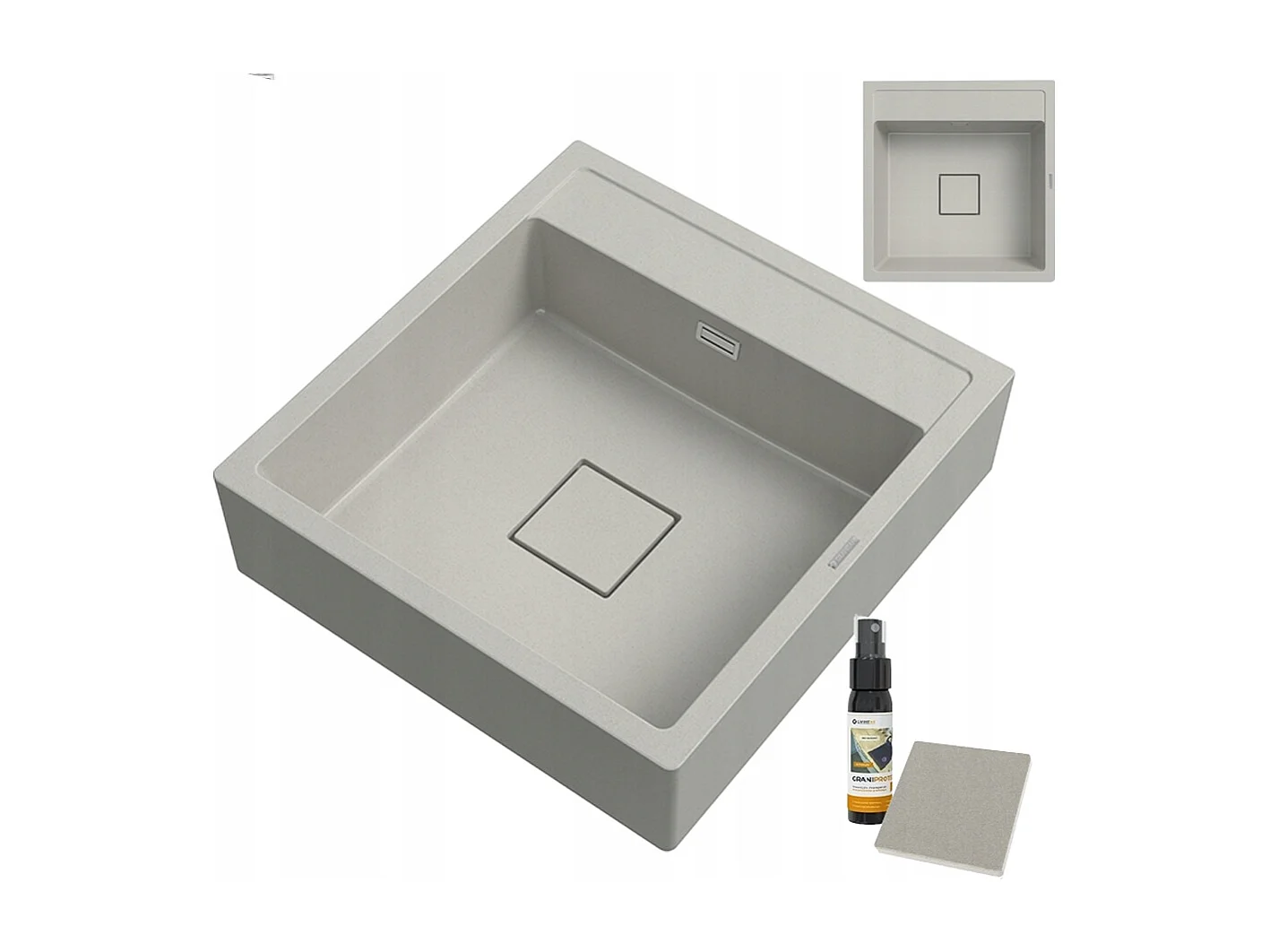 ÉVIER EN GRANIT À UN BAC ÉVIER DE FERME SCANDINAVE BEIGE SIPHON TAVO